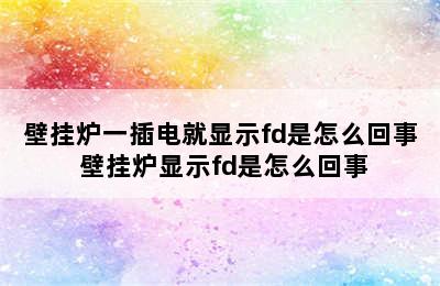 壁挂炉一插电就显示fd是怎么回事 壁挂炉显示fd是怎么回事